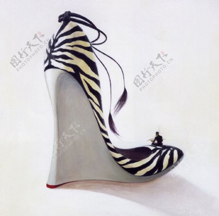 抽象高跟鞋上的女人油画图片
