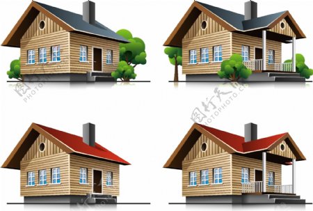 立体房屋模型矢量素材