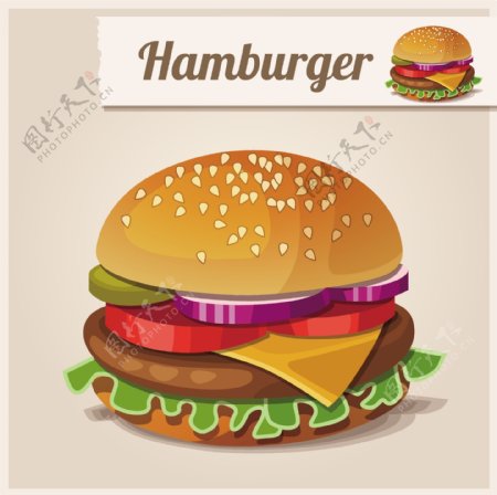 汉堡包插画矢量素材下载