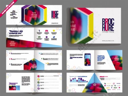 MultipageBrochure五颜六色的抽象的几何设计宣传单张设计包