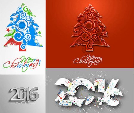 圣诞树与2016数字创意