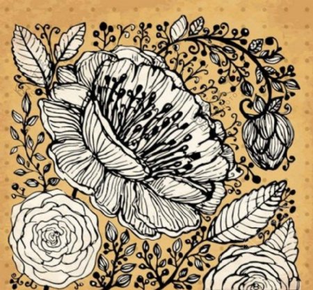 手绘鲜花背景图