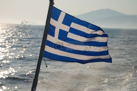飘扬的希腊国旗