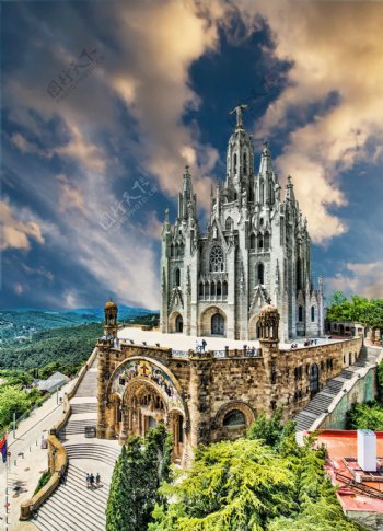 西班牙教堂建筑风景图片