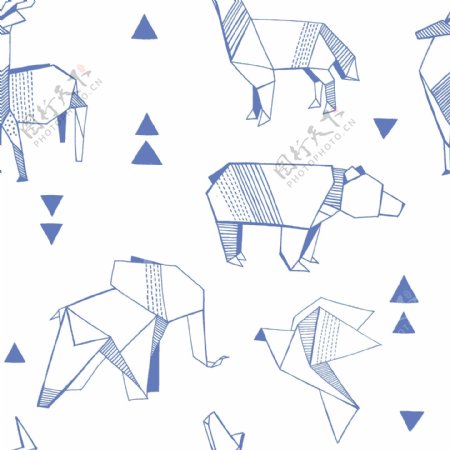 折纸熊纸鹤服装面料图案花型数码印花
