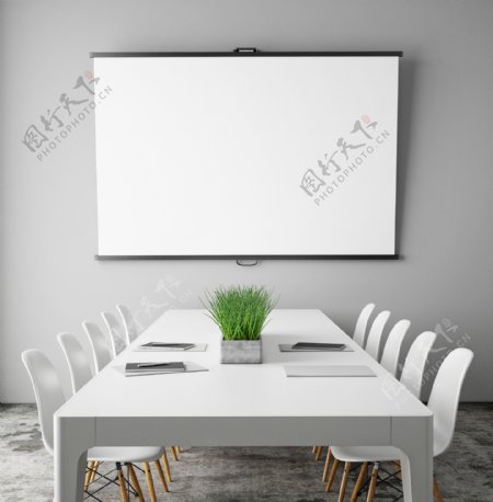 现代简约白色会议室图片
