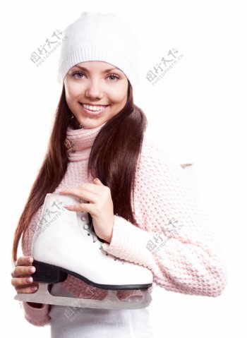 溜冰的时尚美女图片
