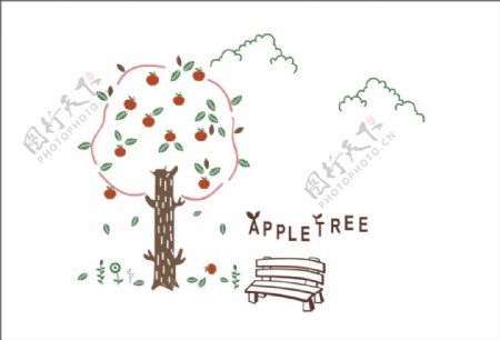 苹果树矢量图