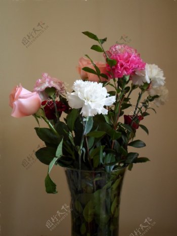 鲜艳花瓶插花图片
