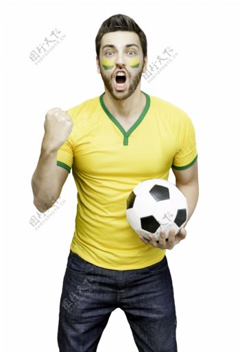 拿着足球呼唤的男人图片