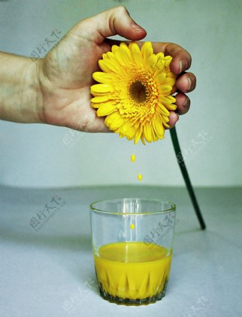 创意花朵果汁
