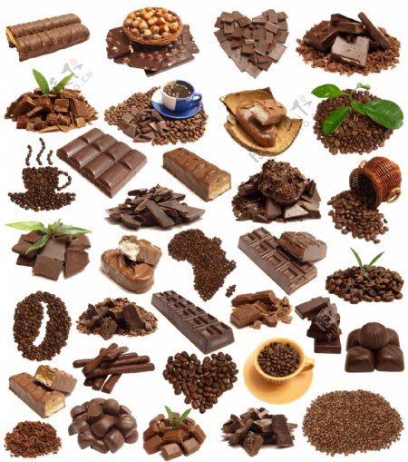 巧克力和咖啡豆图片