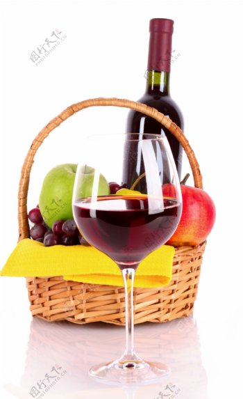 葡萄酒与水果图片