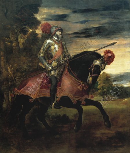 骑马的欧洲骑士油画图片