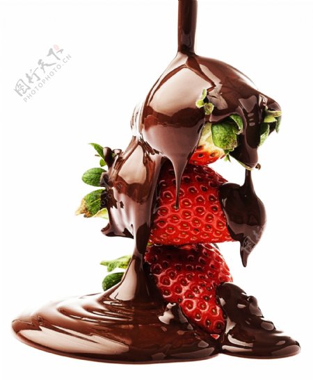 草莓与巧克力酱图片