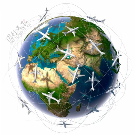 地球与飞机图片