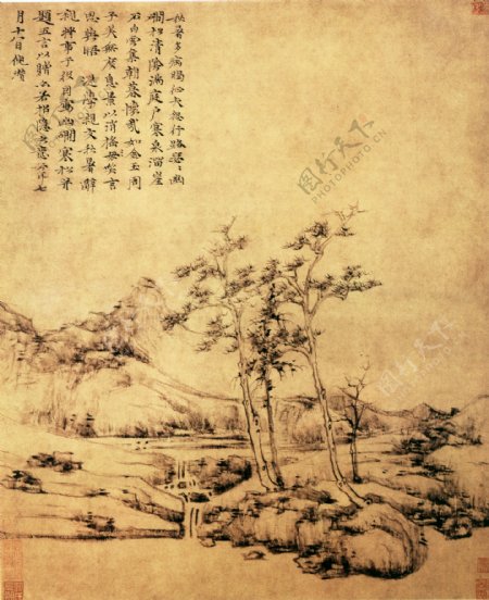 幽涧寒松图山水画中国古画0286