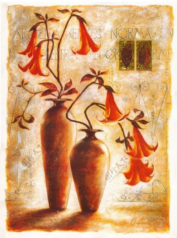 花瓶花朵油画图片