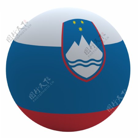 斯洛文尼亚国旗上的球孤立在白色