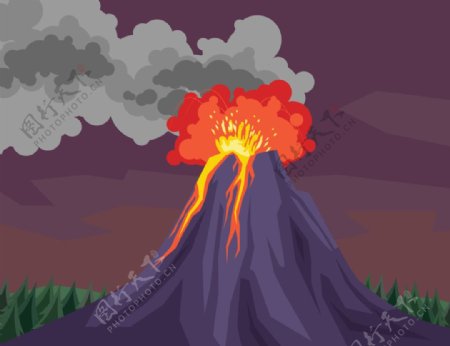 火山喷发图