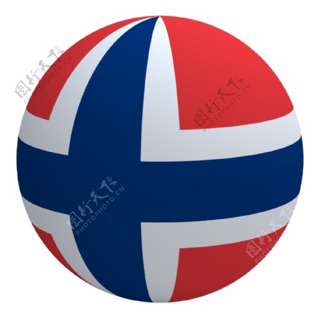 挪威国旗上的球孤立在白色