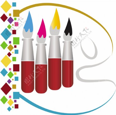 创意彩色笔Logo素材图片
