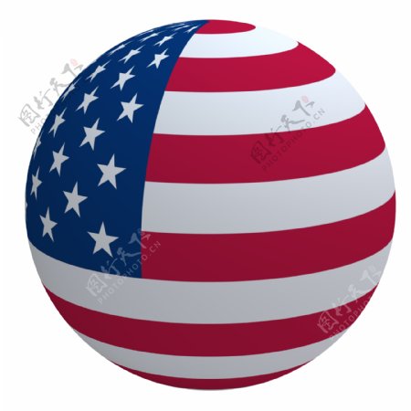 美国国旗上的球孤立在白色