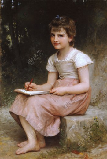 小女孩油画肖像图片