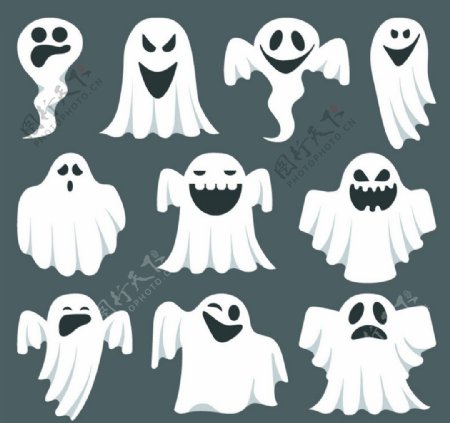 10款白色幽灵设计矢量素材