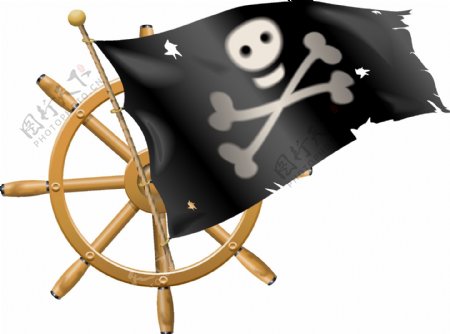 手绘海盗船旗帜元素