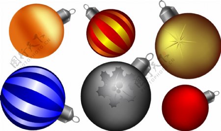 五颜六色的圣诞球收集图标矢量