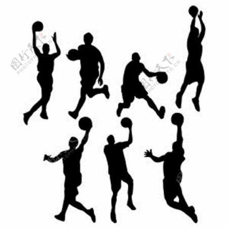 体育运动员篮球的剪影图标