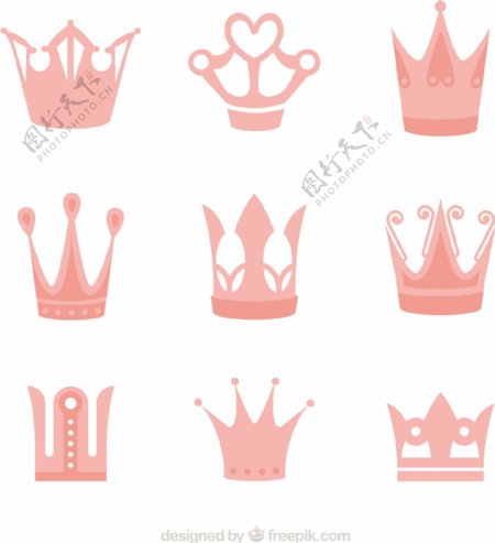 几个粉红色的公主冠图标
