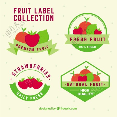 绿色丝带水果贴纸图标