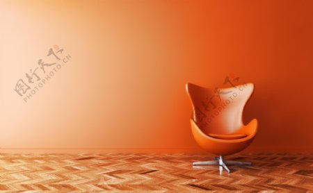 橙色椅子效果图图片