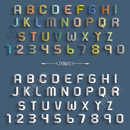 两个不同的字母和数字的折纸
