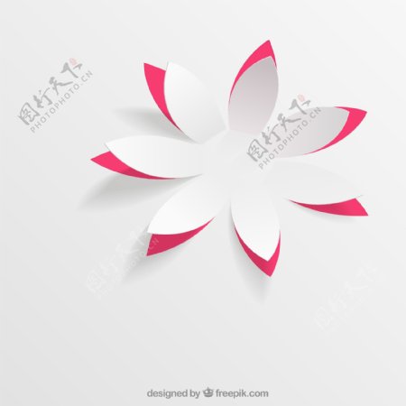 粉底白色纸花朵矢量素材