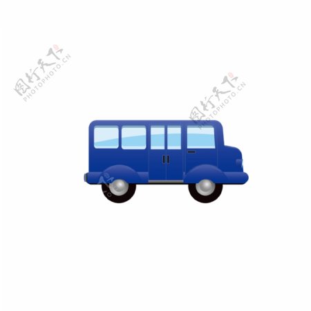 卡通蓝色公交车