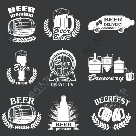 时尚啤酒图标标签设计矢量素材