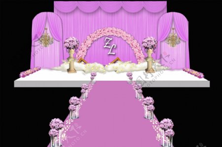 婚礼紫色舞台效果图