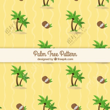 棕榈树椰子的平面图案
