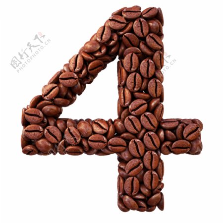 咖啡豆组成的数字4图片