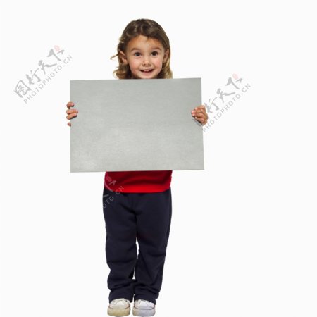 小女孩与广告牌图片