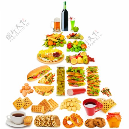 快餐美食蔬菜金字塔图片