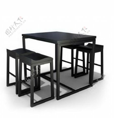 西餐厅桌椅3d模型家具图片素材50