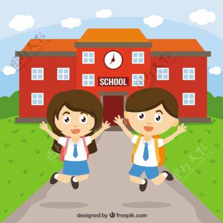 快乐的孩子在学校