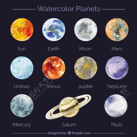 水彩画的行星