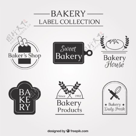 包装时尚的老式面包店标签