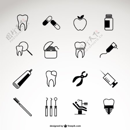 牙医的图标集