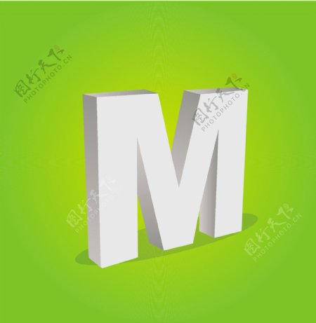 三维矢量字母M文本